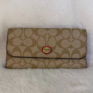 Coach Peyton Signature Monogram Continental Wallet